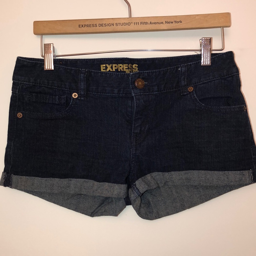 Denim cuffed shorts